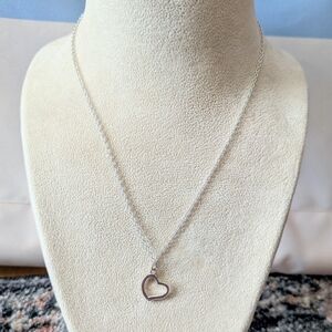 Elegant Silver Tone Heart Pendant Necklace Y2K Dainty Coquette Feminine Holiday